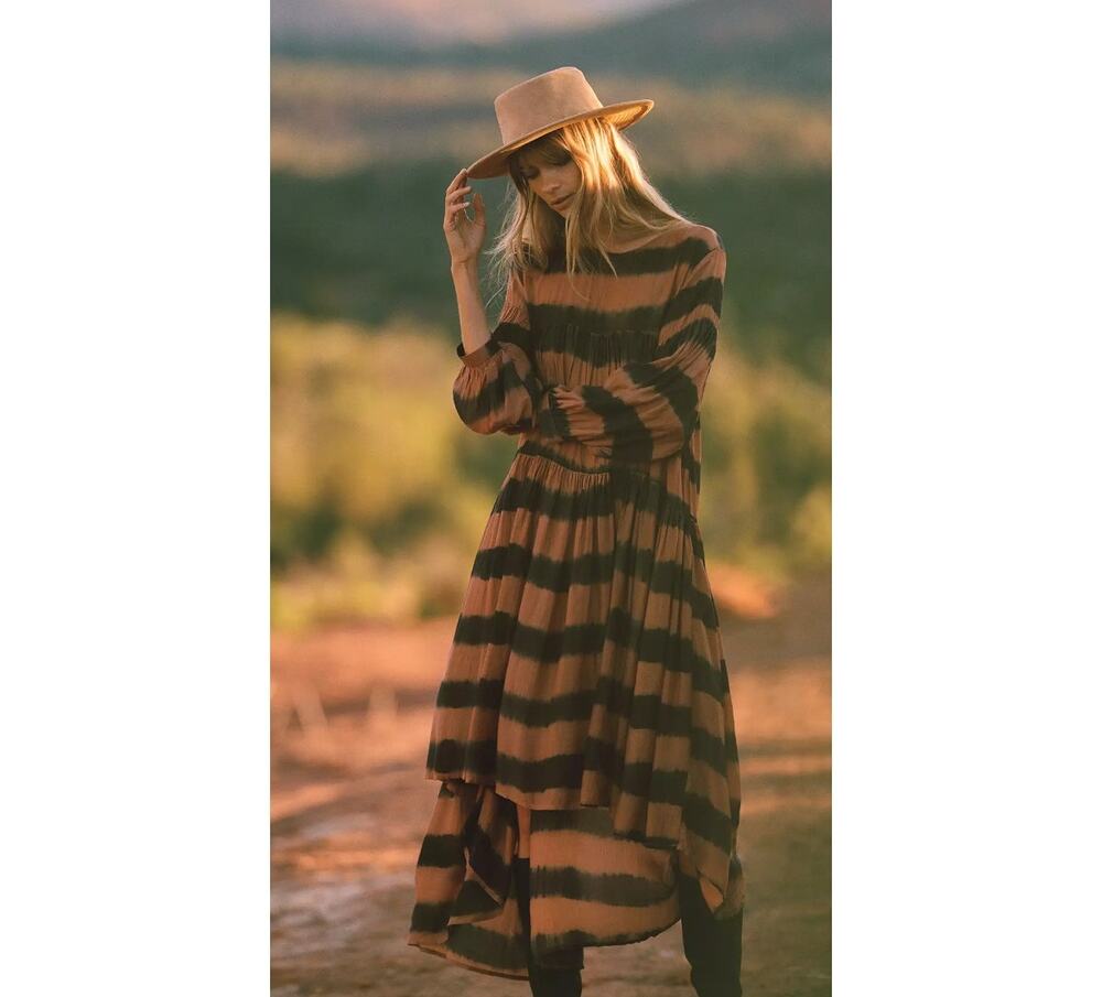 Norblack Norwhite Brown Black Boho Striped Oversized Tunic Dress Small New
